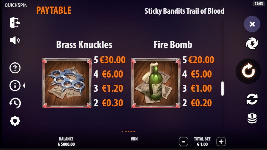 Payout of Sticky Bandits Trail of Blood 2